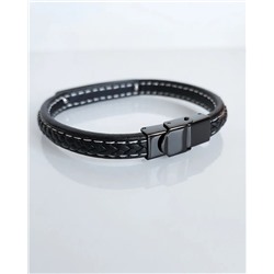 Браслет из стали на кожаном ремешке