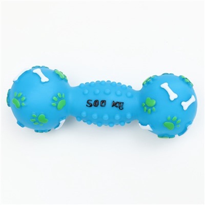 Игрушка для собак «Гантель 500 kg», 17.5 см, пищащая, винил, голубая
