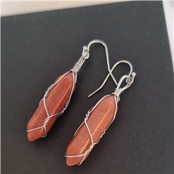 Серьги длинные Авантюрин коричневый, 1050, арт.218.060