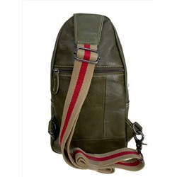 Сумка мужская через плечо из натуральной кожи, цвет зеленый