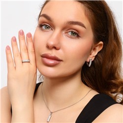 Комплект ювелирной бижутерии серьги, кулон и кольцо 17 р, покрытие: посеребрение, вставка: фианит, цвет: прозрачный, арт.213.681-17