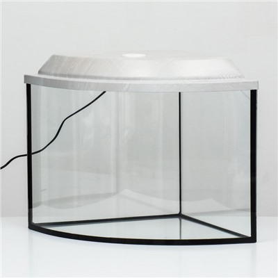 Аквариум «Сектор» угловой с крышкой, 40 л, 40×40×36/41.5 см, беленый дуб