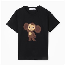 Футболка детская KAFTAN «Чебурашка», чёрная, размер 30, рост 98-104 см