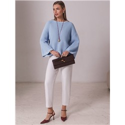 Укороченный джемпер с широкими рукавами рельефной вязки из хлопка с акрилом