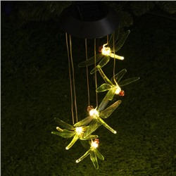 Садовый светильник «Стрекозы», уличный, на солнечной батарее, 6 LED, свечение тёплое белое