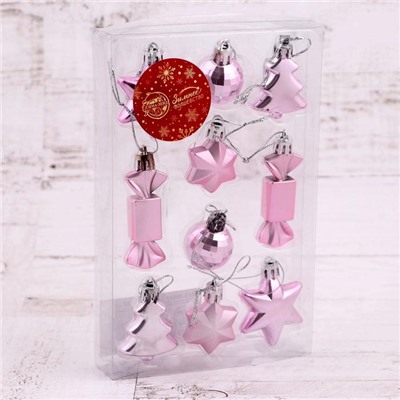 Ёлочные игрушки 10 шт. «Сюрприз», розовый