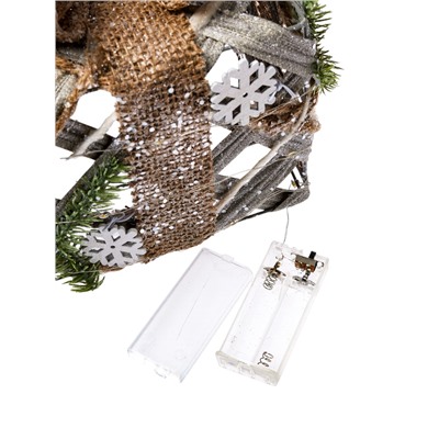 УЦЕНКА Фигура световая «Подарки Еловая ветвь» 15×20×25 см, 90LED, фиксинг, ААх2, Т/БЕЛЫЙ