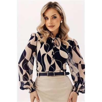 Блузка женская  7059/18/Синий, бежевый