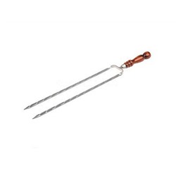 Шампур 400х12х3 мм двойной вилка нерж. с ручкой для курицы