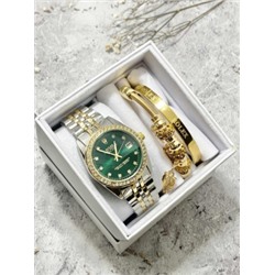 Подарочный набор для женщин часы, 2 браслета + коробка #22861796