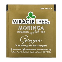 Miracle Tree, Moringa Organic Superfood Tea, Ginger, Caffeine Free, 25 Tea Bags, 1.32 oz (27.5 g)