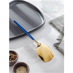 Лопатка из нержавеющей стали Magistro «Грэйс», длина 26 см, цвет ручки голубой, цвет головы золотой