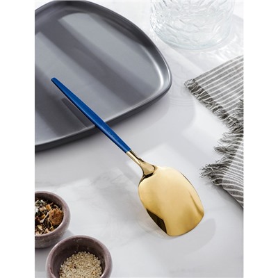 Лопатка из нержавеющей стали Magistro «Грэйс», длина 26 см, цвет ручки голубой, цвет головы золотой