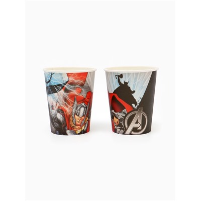 Набор бумажной посуды 10 персон: стакан, тарелка, скатерть, Мстители