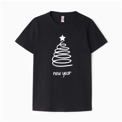 Футболка детская Let's go, новогодняя, чёрная, рост 140 см
