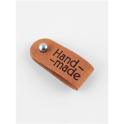 Бирка с кнопкой Hand made TEIRA, 8×1.5 см, 10 шт., коричневая