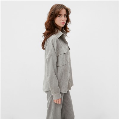 Рубашка женская MINAKU: Velvet collection, размер 52, светло-серая