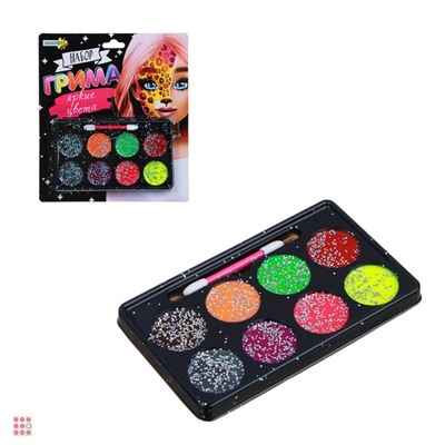 Набор грима, люминесцентный, 8цв., аппликатор, 19,5х17,5см, масляный грим