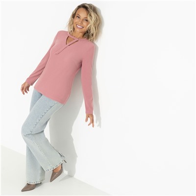 Блуза из фактурного трикотажа, Неисчерпаемый талант (розовый пион)