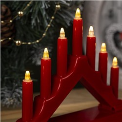 УЦЕНКА Фигура пластик"Горка рождественская красная", 7 свечей LED, (АА*2 шт.не в компл.),Т/Б
