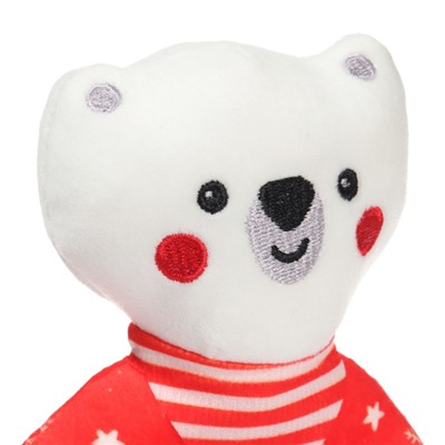 Мягкая погремушка на колечке Крошка Я «Медвежонок. Новогодний», текстиль, в пакете