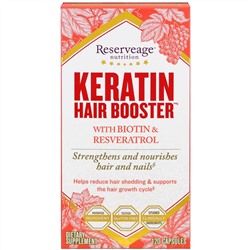 ReserveAge Nutrition, Keratin Hair Booster с биотином и ресвератролом, 120 капсул