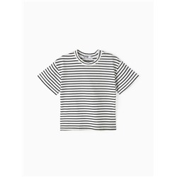 Футболка для девочки KAFTAN «Полоска», белая, чёрная, рост 100 см