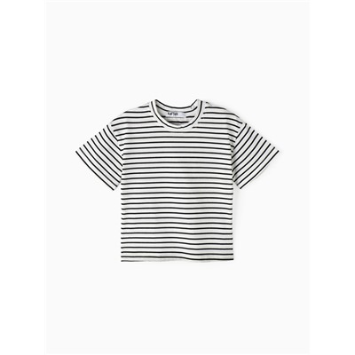 Футболка для девочки KAFTAN «Полоска», белая, чёрная, рост 100 см