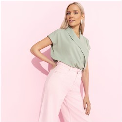 Блуза с драпировкой на запах, На пике изящества (зеленый)