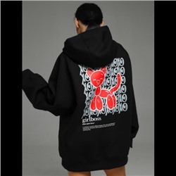 Худи женская Камелия (черный кошка)