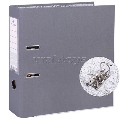 Папка с арочным механизмом A4 75 мм PP разобранная, металлическая окантовка, запечатка форзаца, наварной карман с этикеткой, серая