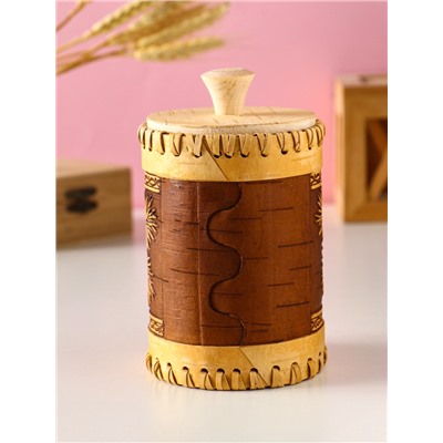 Туес шитый «Шишки», банка для хранения, береста