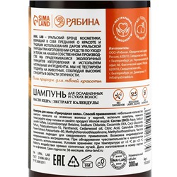 Шампунь для сухих и ослабленных волос с маслом кедра и экстрактом календулы, здоровые и блестящие, 300 мл, ECO LAB by URAL LAB