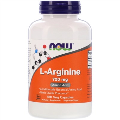 Now Foods, L-Arginine, 700 mg, 180 Veg Capsules