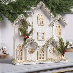 Фигура деревянная «Хижина», 28×29×7 см, 10 LED, батарейки AAx2 (не в комплекте), свечение теплое белое