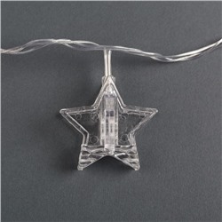 Гирлянда «Нить» 4.5 м с насадками «Прищепки-звёзды», IP20, прозрачная нить, 20 LED, свечение белое, 220 В