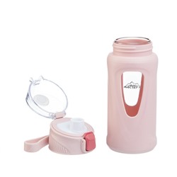 Бутылка для воды, 400 мл, 19.5×7×5.2 см, стеклянная, розовая