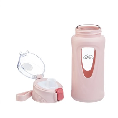 Бутылка для воды, 400 мл, 19.5×7×5.2 см, стеклянная, розовая