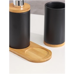 Аксессуары для ванной SAVANNA «Натура», 2 предмета: дозатор 400 мл, стакан, на подставке, чёрные