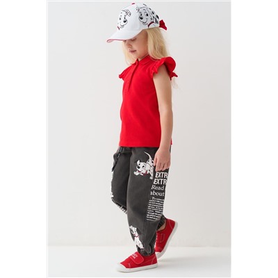 Брюки текстильные джинсовые укороченные для девочек PLAYTODAY, 1240560