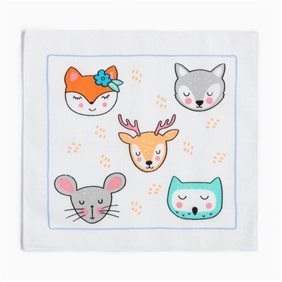 Платки носовые детские «Крошка Я. Зверята», 21×21 см-12 шт., МИКС, хлопок 100%