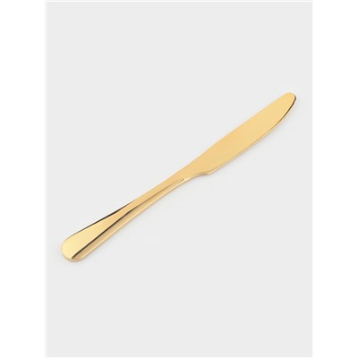 Ножи столовые Доляна «Голд», длина 22 см, набор 6 шт., нержавеющая сталь, золотистые