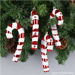 Новогоднее украшение Леденец трость 4 штуки 15 см / WF-190 /уп 192/