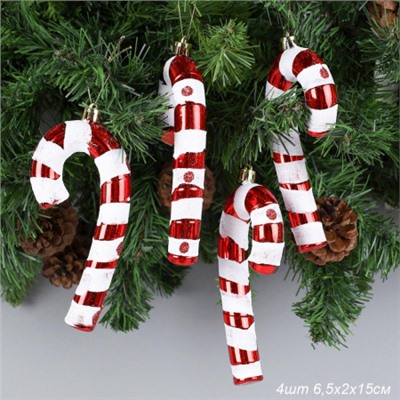 Новогоднее украшение Леденец трость 4 штуки 15 см / WF-190 /уп 192/