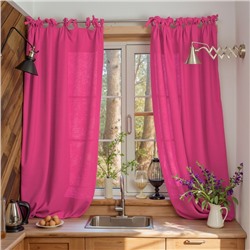 Шторы для кухни «Этель» Linen collection, 145×180 см - 2 шт., 100% лён, 170 г/м², розовые