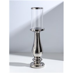 Подсвечник на 1 свечу «Аванти», керамика, стекло, d=8 см, серебро, 10×10×40.5 см