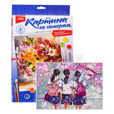 Картина по номерам на картоне 20*28,5 см "Школьные дни"