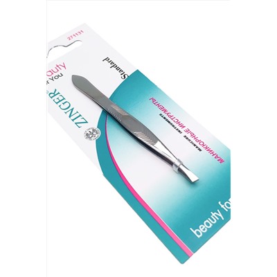 Zinger Пинцет для бровей скошенный / Standard 86012 S, 88 мм, серебристый глянцевый KRISTALLER, 1110412