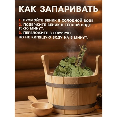 Веник для бани, дубовый, 45 см, с донником