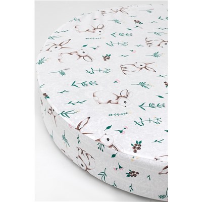 Простыня на резинке из бязи на овальный матрас 125х75 арт. ПРГ-ОВ/зайка